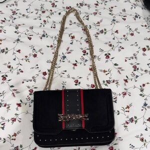 Topshop Black and Red Crossbody Bag with Chain Strap